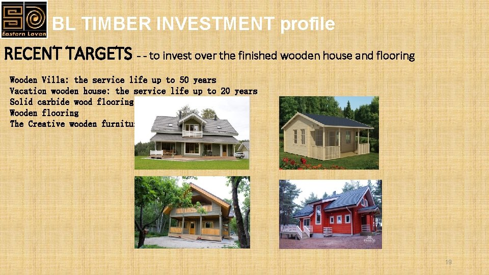 BL TIMBER INVESTMENT profile RECENT TARGETS - - to invest over the finished wooden BL TIMBER INVESTMENT profile RECENT TARGETS - - to invest over the finished wooden