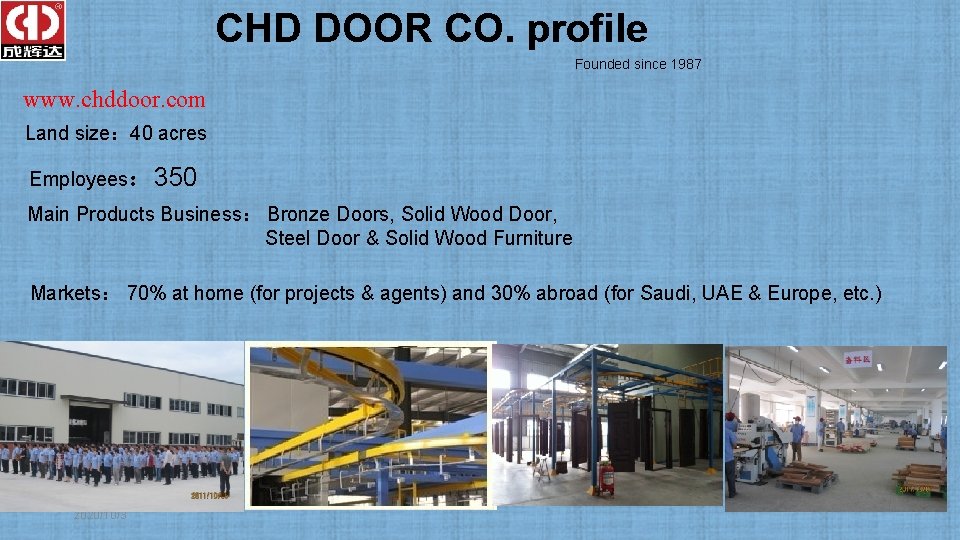 CHD DOOR CO. profile Founded since 1987 www. chddoor. com Land size: 40 CHD DOOR CO. profile Founded since 1987 www. chddoor. com Land size: 40
