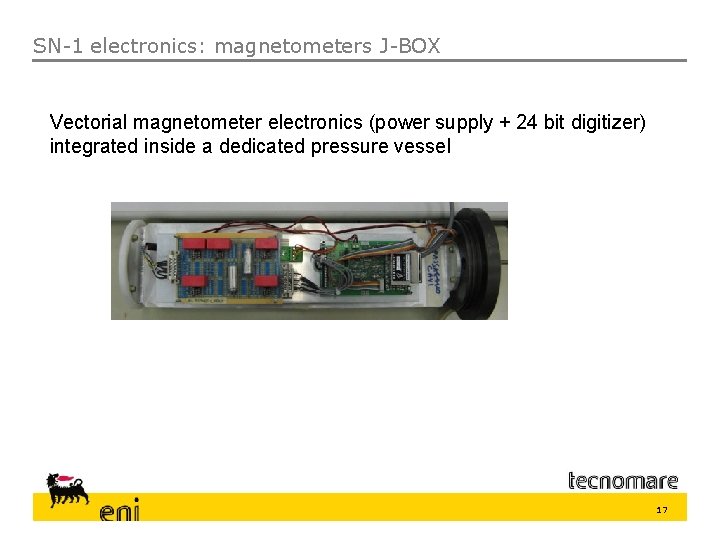 SN-1 electronics: magnetometers J-BOX Vectorial magnetometer electronics (power supply + 24 bit digitizer) integrated