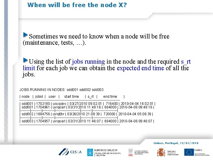 When will be free the node X? Sometimes we need to know when a