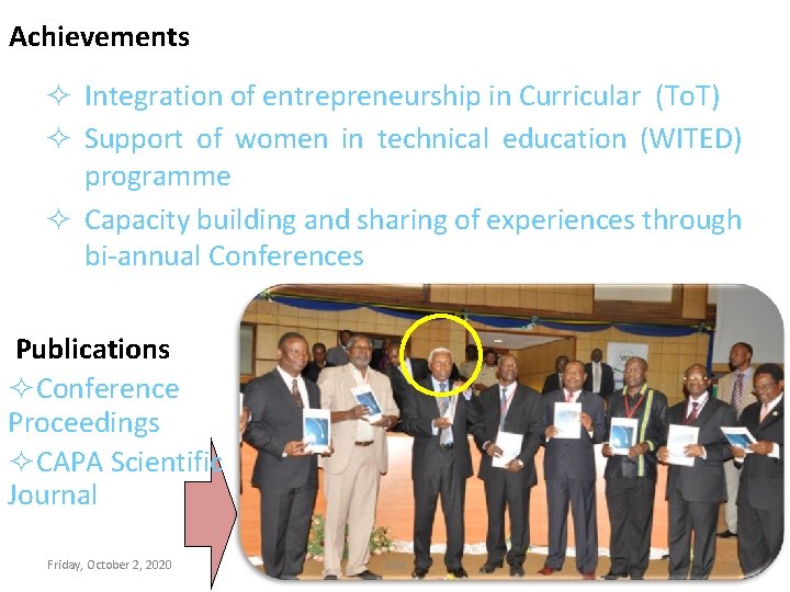Achievements ² Integration of entrepreneurship in Curricular (To. T) ² Support of women in