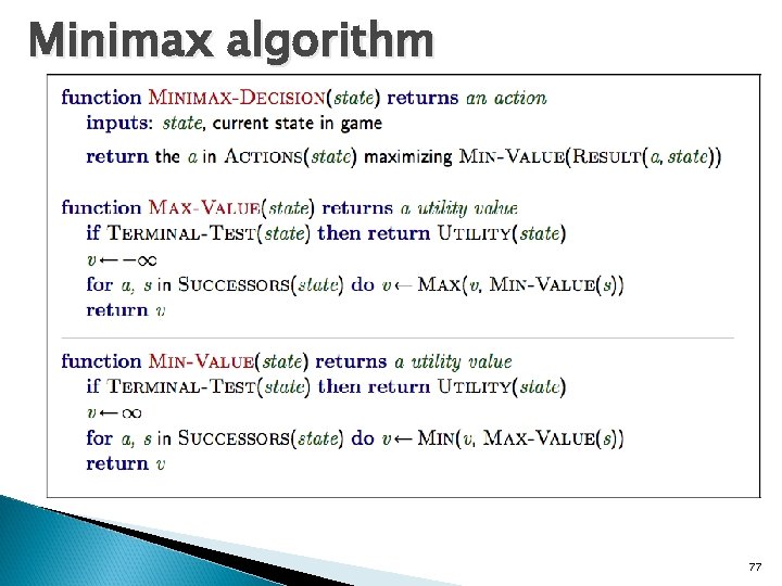 Minimax algorithm 77 