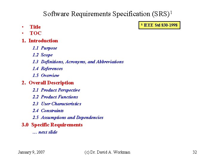 Software Requirements Specification (SRS)1 1 • Title • TOC 1. Introduction 1. 1 1.