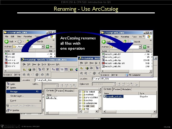 ESRM 250 & CFR 520: Introduction to GIS Renaming - Use Arc. Catalog renames ESRM 250 & CFR 520: Introduction to GIS Renaming - Use Arc. Catalog renames