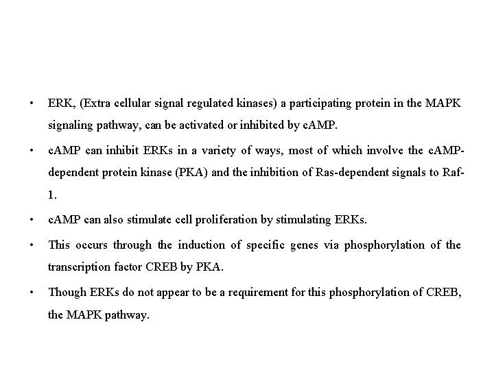  • ERK, (Extra cellular signal regulated kinases) a participating protein in the MAPK