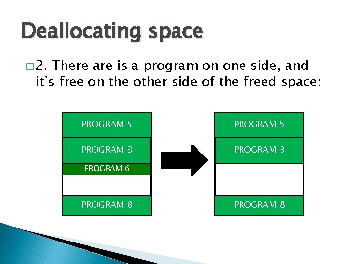 Deallocating space � 2. There are is a program on one side, and it’s