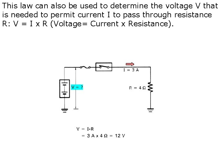 This law can also be used to determine the voltage V that is needed