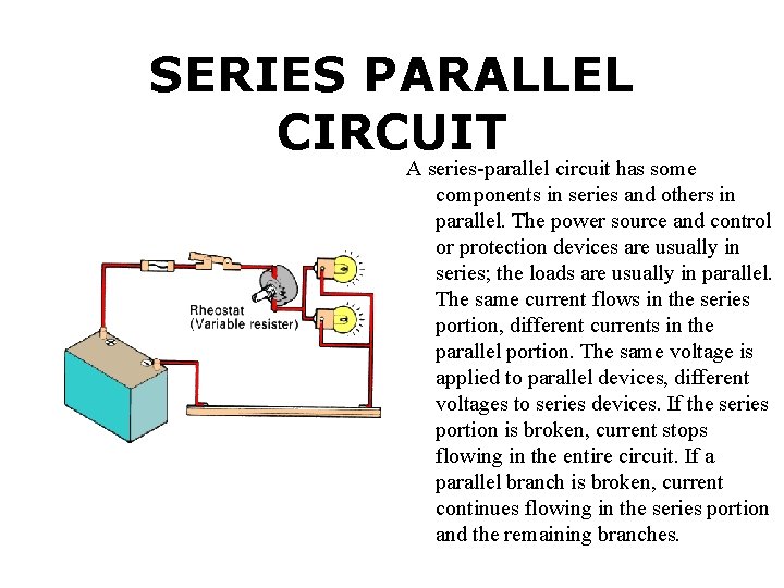 SERIES PARALLEL CIRCUIT A series-parallel circuit has some components in series and others in