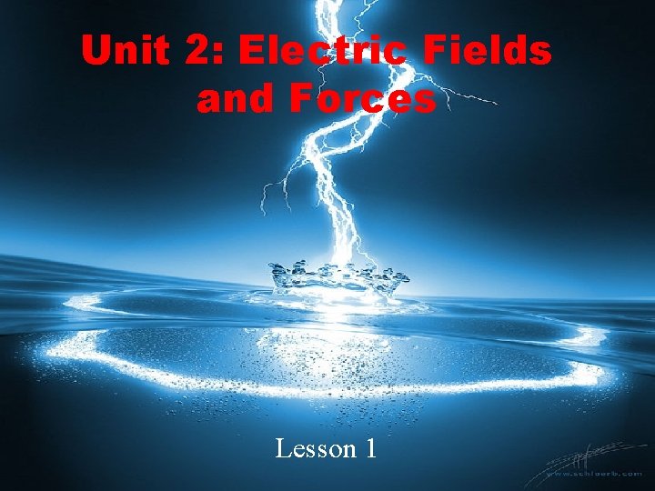 Unit 2: Electric Fields and Forces Lesson 1 
