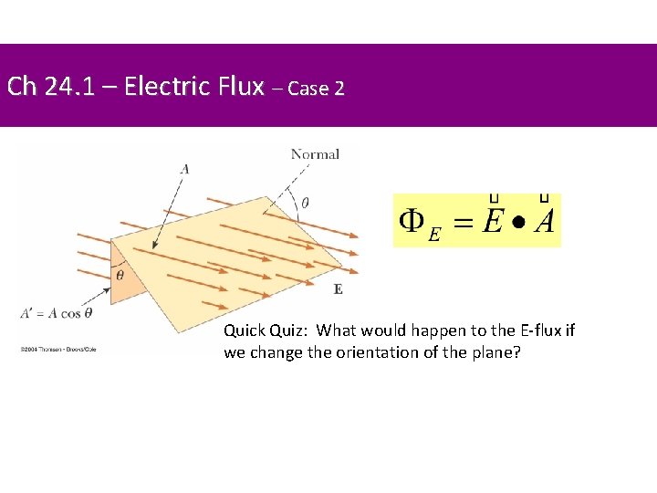 Ch 24. 1 – Electric Flux – Case 2 Quick Quiz: What would happen