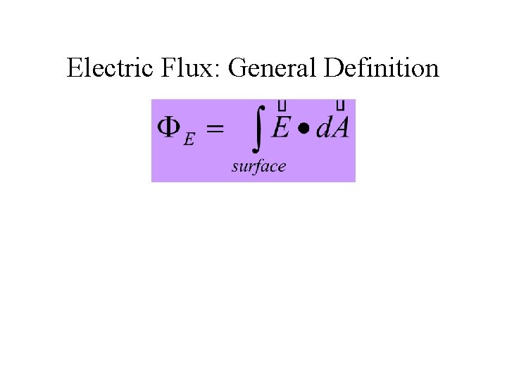 Electric Flux: General Definition 