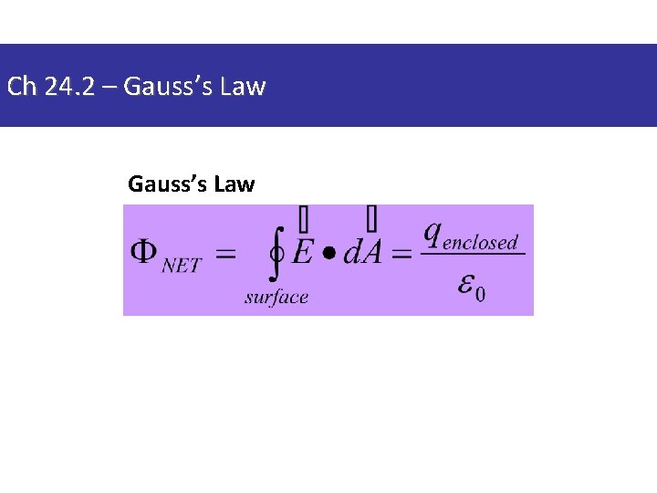 Ch 24. 2 – Gauss’s Law 