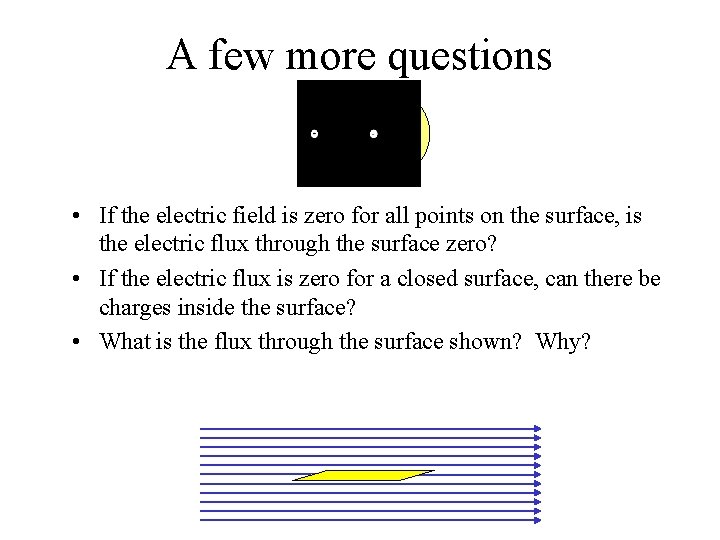 A few more questions • If the electric field is zero for all points