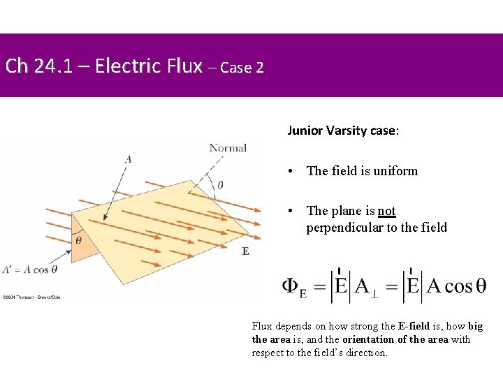 Ch 24. 1 – Electric Flux – Case 2 Junior Varsity case: • The