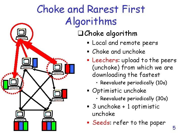 Choke and Rarest First Algorithms q Choke algorithm § Local and remote peers §