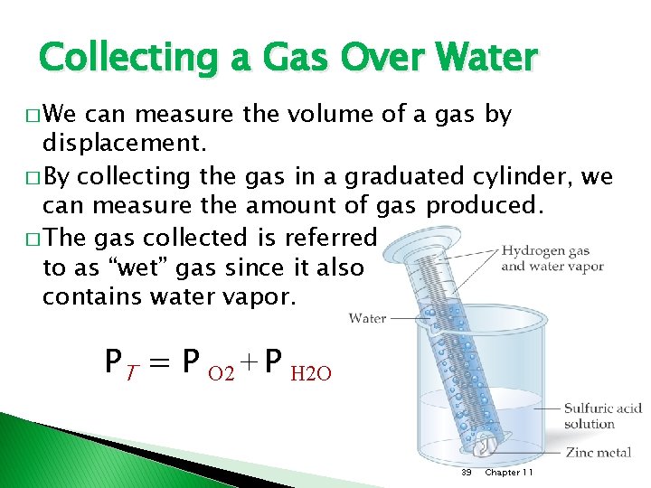 Collecting a Gas Over Water � We can measure the volume of a gas