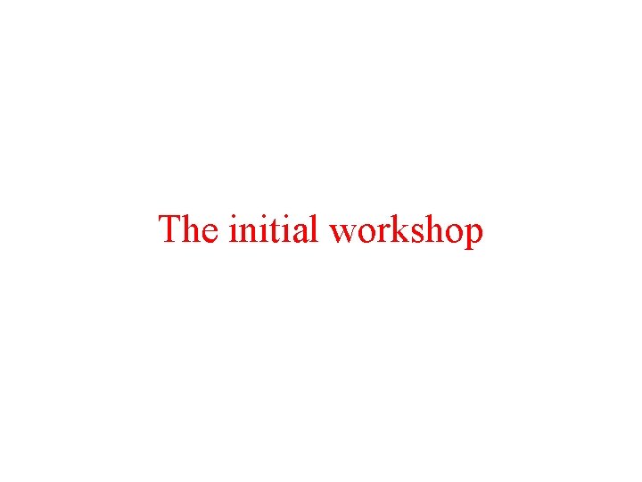 The initial workshop 