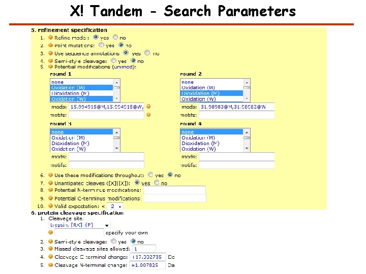 X! Tandem - Search Parameters X! Tandem - Search Parameters