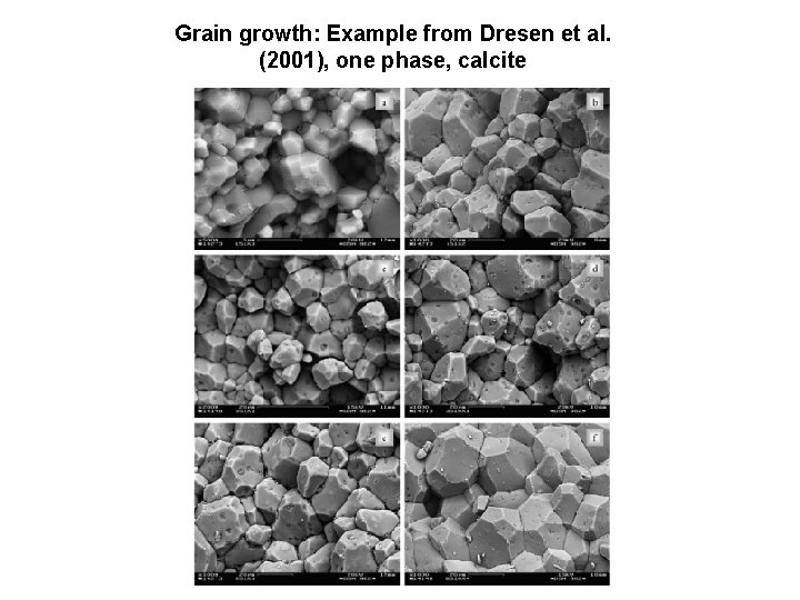 Grain growth: Example from Dresen et al. (2001), one phase, calcite 