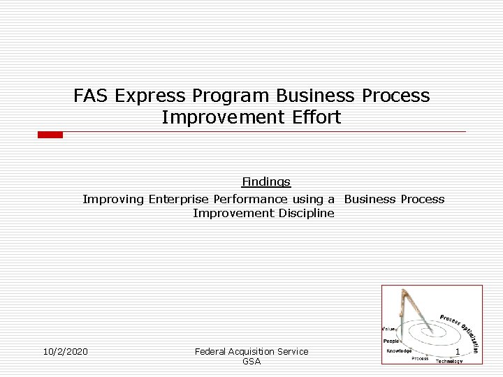 FAS Express Program Business Process Improvement Effort Findings Improving Enterprise Performance using a Business