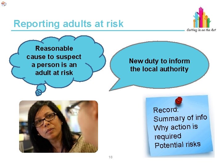 Reporting adults at risk Reasonable cause to suspect a person is an adult at Reporting adults at risk Reasonable cause to suspect a person is an adult at