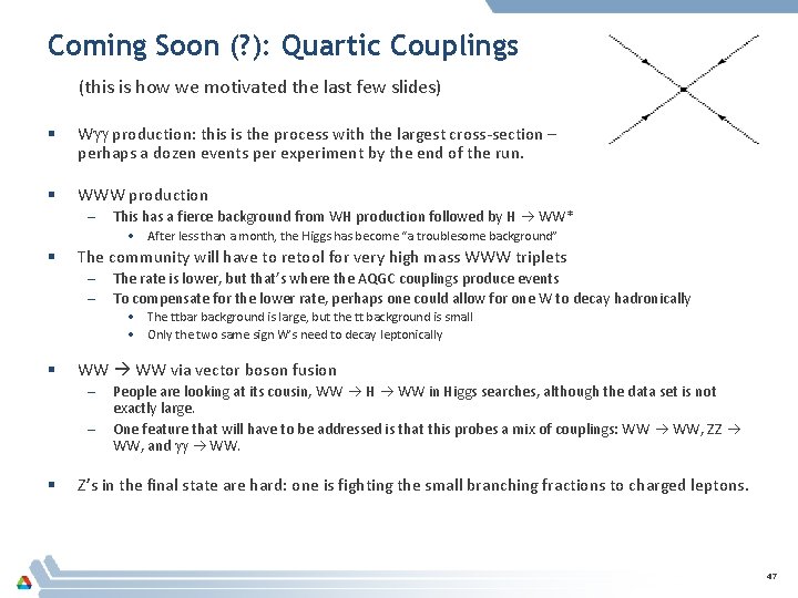 Coming Soon (? ): Quartic Couplings (this is how we motivated the last few Coming Soon (? ): Quartic Couplings (this is how we motivated the last few