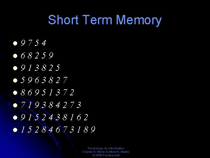 Short Term Memory 9754 l 68259 l 913825 l 5963827 l 86951372 l 719384273