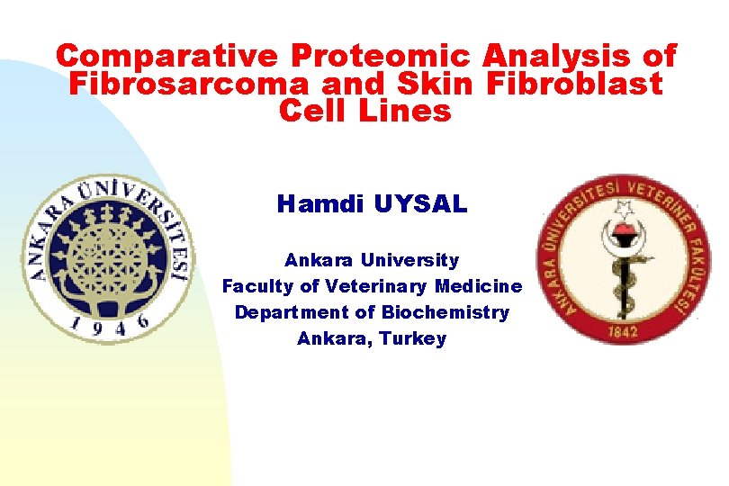 Comparative Proteomic Analysis of Fibrosarcoma and Skin Fibroblast Cell Lines Hamdi UYSAL Ankara University