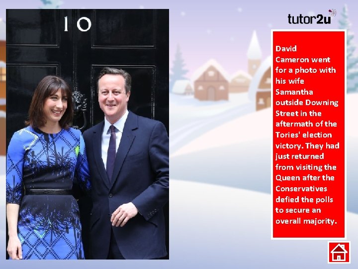David Cameron went for a photo with his wife Samantha outside Downing Street in