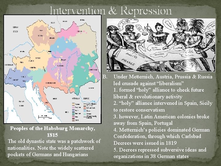 Intervention & Repression B. Peoples of the Habsburg Monarchy, 1815 The old dynastic state Intervention & Repression B. Peoples of the Habsburg Monarchy, 1815 The old dynastic state