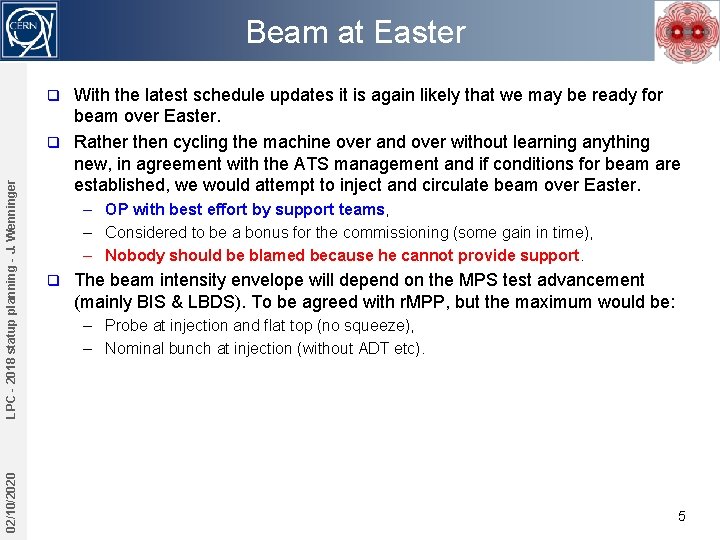 Beam at Easter With the latest schedule updates it is again likely that we