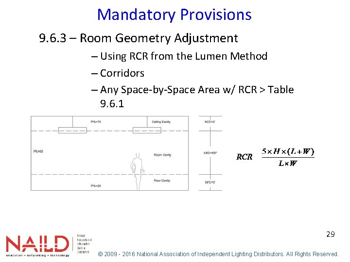 Mandatory Provisions 9. 6. 3 – Room Geometry Adjustment – Using RCR from the