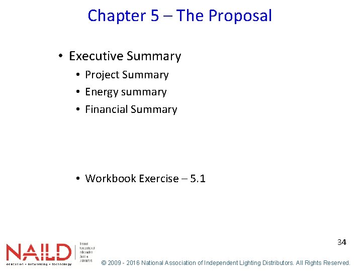 Chapter 5 – The Proposal • Executive Summary • Project Summary • Energy summary