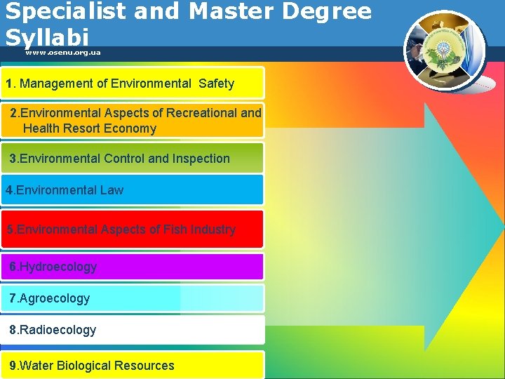 Specialist and Master Degree Syllabi www. osenu. org. ua 1. Management of Environmental Safety