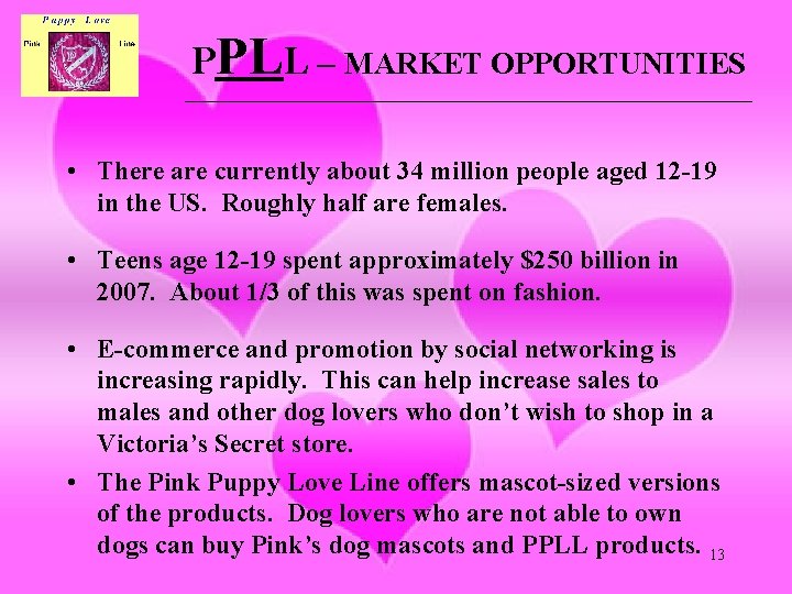 PPLL – MARKET OPPORTUNITIES ___________________________________________ • There are currently about 34 million people aged