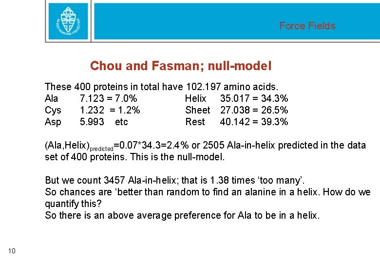 Force Fields Chou and Fasman; null-model These 400 proteins in total have 102. 197