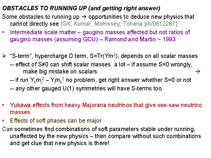 OBSTACLES TO RUNNING UP (and getting right answer) Some obstacles to running up opportunities