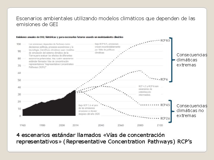 Escenarios ambientales utilizando modelos climáticos que dependen de las emisiones de GEI Consecuencias climáticas