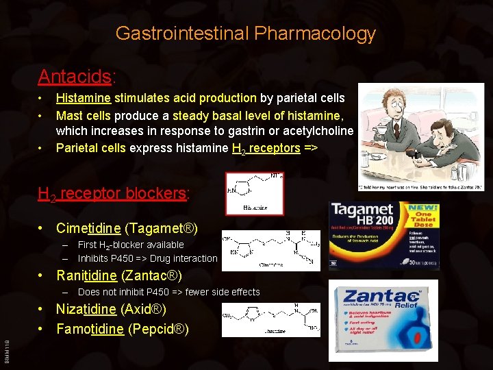 Gastrointestinal Pharmacology Antacids: • • • Histamine stimulates acid production by parietal cells Mast