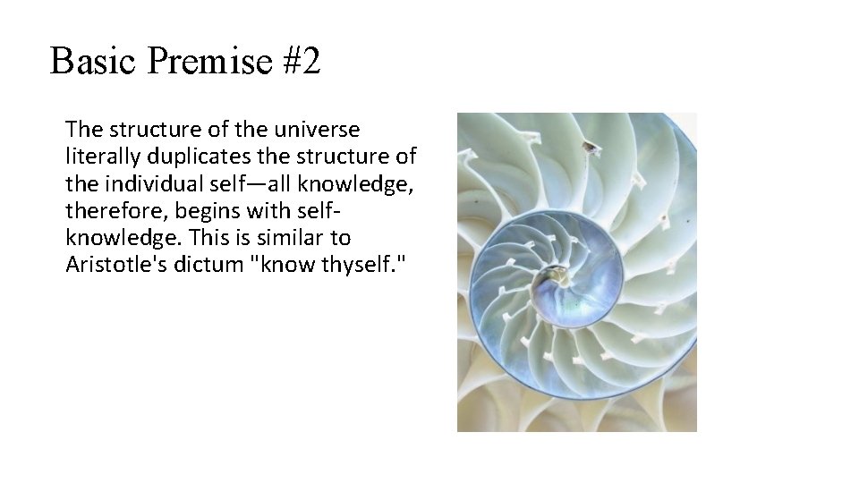Basic Premise #2 The structure of the universe literally duplicates the structure of the