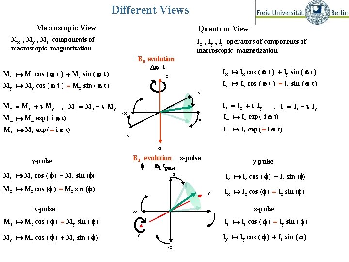 Different Views Macroscopic View Quantum View Mx , My , Mz components of macroscopic