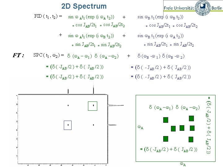 2 D Spectrum FID ( t 1 , t 2 ) = sin w