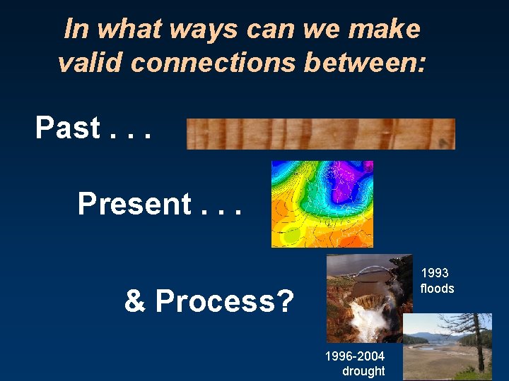 In what ways can we make valid connections between: Past. . . Present. .