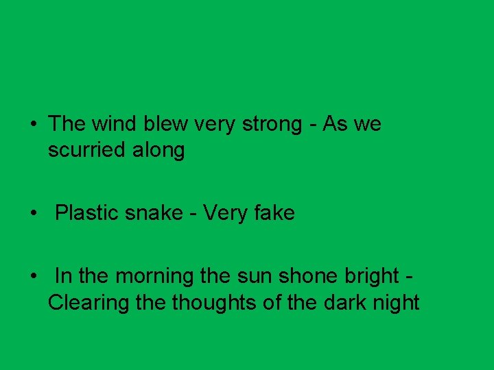  • The wind blew very strong - As we scurried along • Plastic