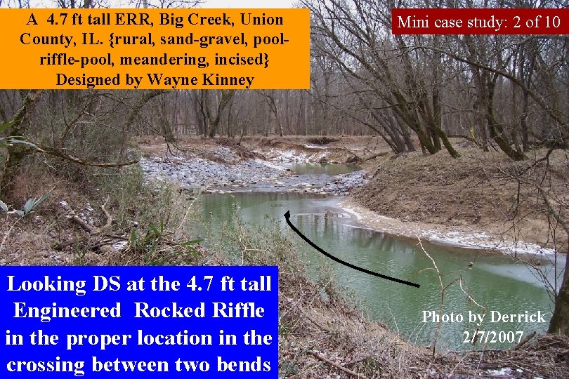 A 4. 7 ft tall ERR, Big Creek, Union County, IL. {rural, sand-gravel, poolriffle-pool,