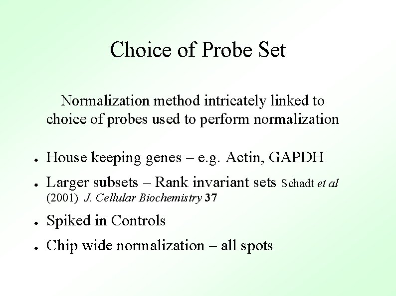 Choice of Probe Set Normalization method intricately linked to choice of probes used to