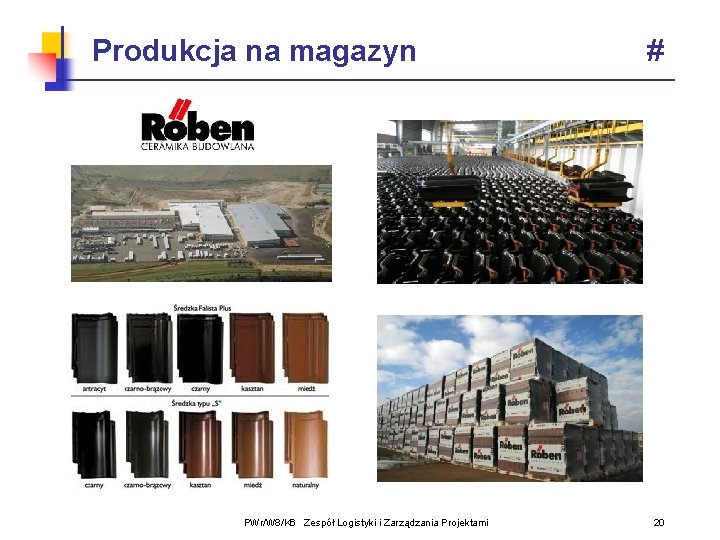 Produkcja na magazyn PWr/W 8/K 6 Zespół Logistyki i Zarządzania Projektami # 20 Produkcja na magazyn PWr/W 8/K 6 Zespół Logistyki i Zarządzania Projektami # 20