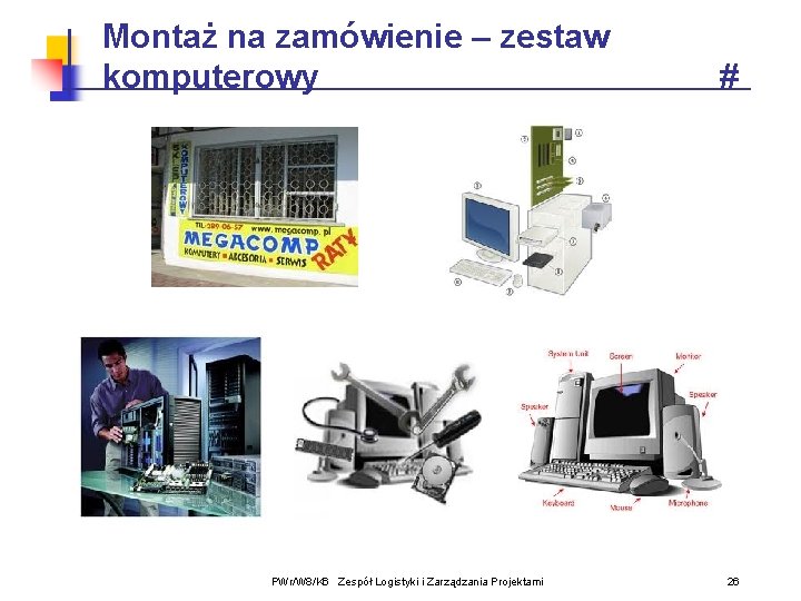 Montaż na zamówienie – zestaw komputerowy PWr/W 8/K 6 Zespół Logistyki i Zarządzania Projektami