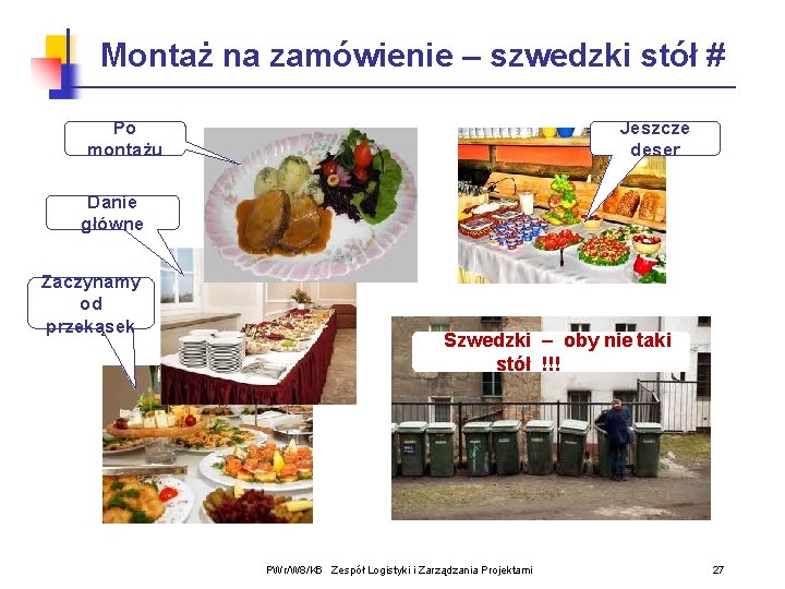 Montaż na zamówienie – szwedzki stół # Po montażu Jeszcze deser Danie główne Zaczynamy