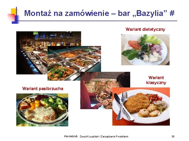 Montaż na zamówienie – bar „Bazylia” # Wariant dietetyczny Wariant klasyczny Wariant pasibrzucha PWr/W Montaż na zamówienie – bar „Bazylia” # Wariant dietetyczny Wariant klasyczny Wariant pasibrzucha PWr/W